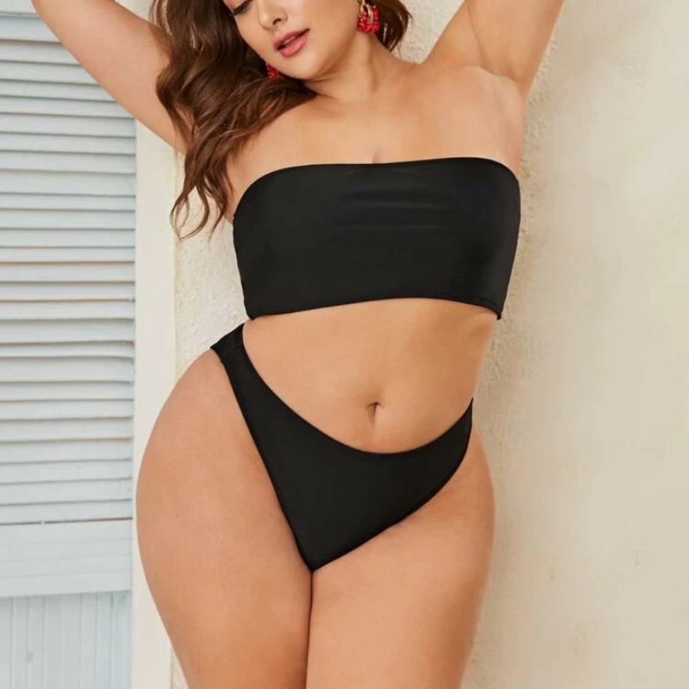 Bandeau High Waisted Bikini Swimsuit